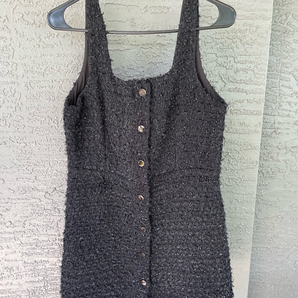 Amaryllis Black Tweed Sleeveless Mini Dress